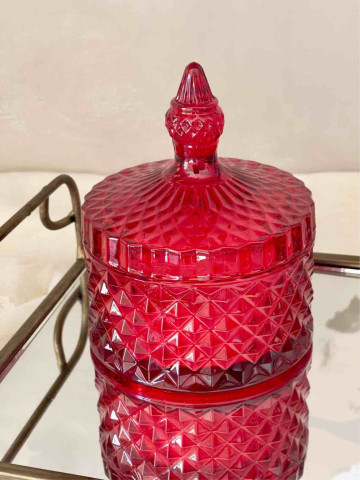 CANDELA IN BARATTOLO ROSSO